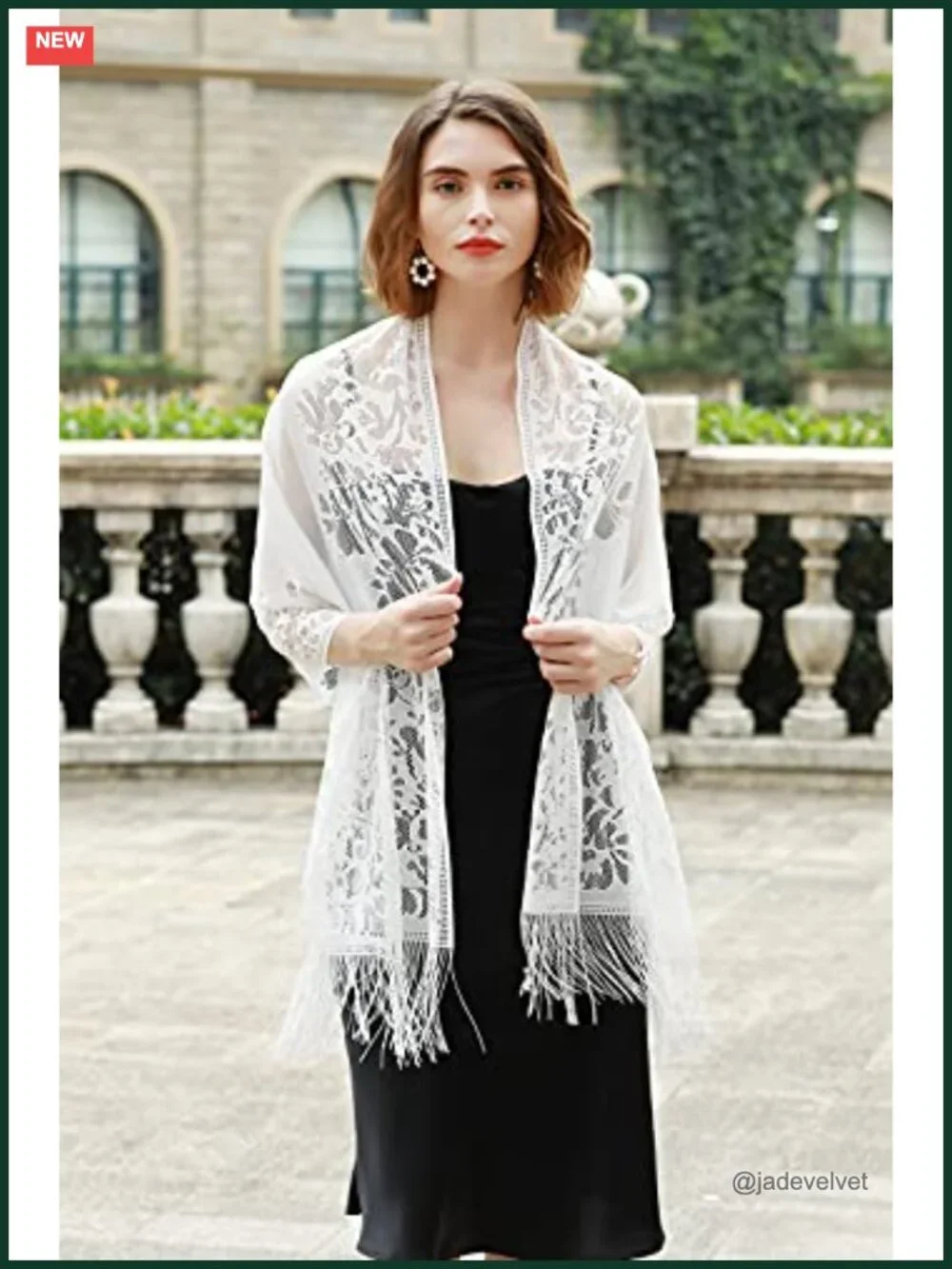 Evening Shawl Wrap for Wedding Formal Dress Pashmina Fringe Lightweight 24x75